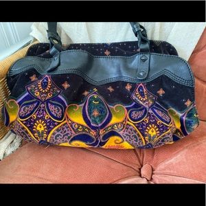 Vintage Lucky Brand Velvet and Leather Bag